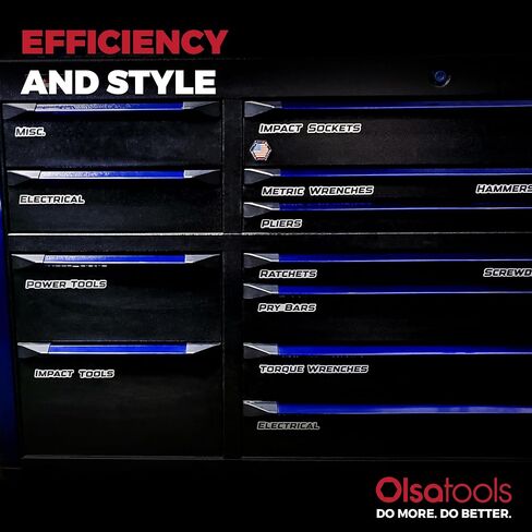 شعارات صندوق الأدوات الألومنيوم من Olsa Tools، مجموعة مغناطيسية مكونة من 17 قطعة - ملصقات مغناطيسية من الألومنيوم المصقول لتنظيم صندوق الأدوات - مغناطيس مطاطي مضاد للخدش - علامات معدنية مغناطيسية عالية التباين - الجزء: 1898 in Kuwait