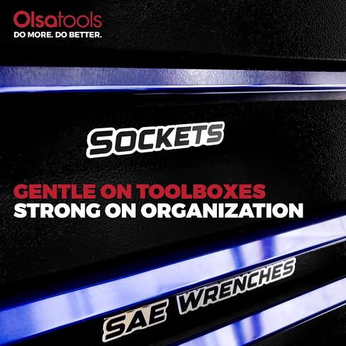 شعارات صندوق الأدوات الألومنيوم من Olsa Tools، مجموعة مغناطيسية مكونة من 17 قطعة - ملصقات مغناطيسية من الألومنيوم المصقول لتنظيم صندوق الأدوات - مغناطيس مطاطي مضاد للخدش - علامات معدنية مغناطيسية عالية التباين - الجزء: 1898 in Kuwait