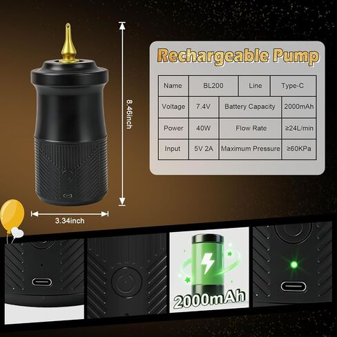 Balloon Pump Electric with Battery, 2-in-1 Electric Air Pump | For Long Balloon Inflator Blower Machine, Birthday Party Celebration Balloons Decorations,260/160,Foil, Latex Balloons in Kuwait