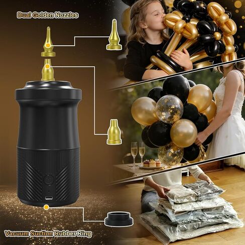 Balloon Pump Electric with Battery, 2-in-1 Electric Air Pump | For Long Balloon Inflator Blower Machine, Birthday Party Celebration Balloons Decorations,260/160,Foil, Latex Balloons in Kuwait