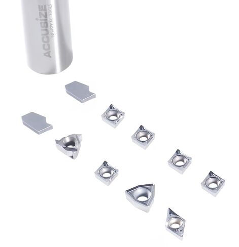 Accusize Carbide Insert Set for 1/2 in Turning Tool, 10 Pc, for Aluminum | C6 Carbide Replacement Set for 3988-0012 with GTN-2LH, 11ER A60-LH, CCGT21.51-LH, DCGT21.51-LH, WCGT2.52-AF, 3988-0012INSERTS in Kuwait