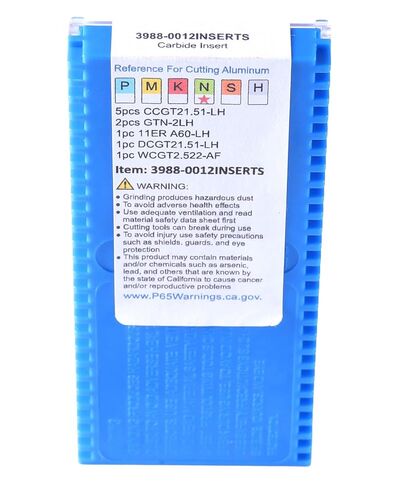 Accusize Carbide Insert Set for 1/2 in Turning Tool, 10 Pc, for Aluminum | C6 Carbide Replacement Set for 3988-0012 with GTN-2LH, 11ER A60-LH, CCGT21.51-LH, DCGT21.51-LH, WCGT2.52-AF, 3988-0012INSERTS in Kuwait
