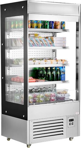 VEVOR Open Air Merchandiser، ثلاجة تجارية ذات أرفف ثلاثية الطبقات، ثلاجة تبريد للعرض مع ستارة هوائية، 4 عجلات دوارة، إضاءة LED، للمطاعم والمتاجر والمكاتب، 7.8 قدم مكعب. in Kuwait
