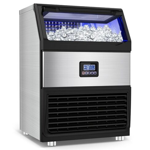 SOZT® Commercial Ice Maker Machine 250LBS/24H, Stainless Steel Under Counter Ice Machine with 75LBS Storage Bin, Self-Cleaning Freestanding Ice Cube Maker for Restaurant, Bar, Home, Office in Kuwait