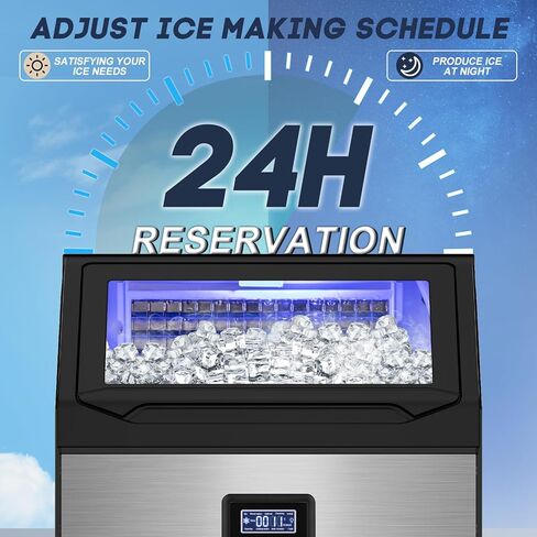 SOZT® Commercial Ice Maker Machine 250LBS/24H, Stainless Steel Under Counter Ice Machine with 75LBS Storage Bin, Self-Cleaning Freestanding Ice Cube Maker for Restaurant, Bar, Home, Office in Kuwait