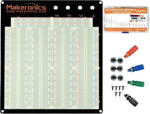 Makeronics 3220 Tie-Points Solderless Breadboard with Black Aluminum Back Plate | 24AWG 840 PCS U-Shape Jumper Wires Kit for Circuit Prototyping in Saudi Arabia