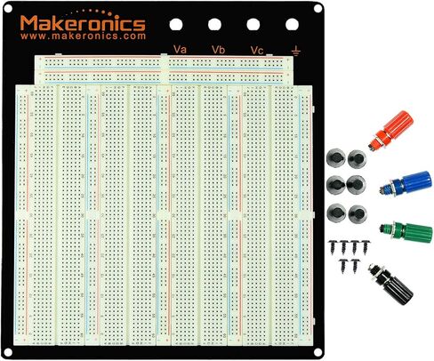 Makeronics 3220 Tie-Points Solderless Breadboard with Black Aluminum Back Plate | 24AWG 840 PCS U-Shape Jumper Wires Kit for Circuit Prototyping in Saudi Arabia