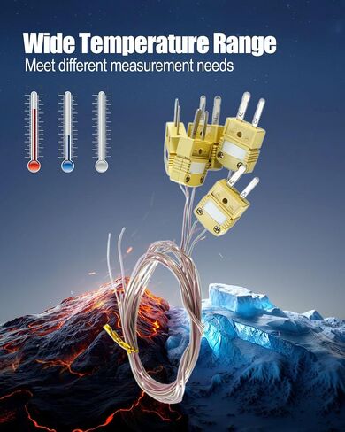 5Pcs High Accuracy K Type Mini-Connector Thermocouple Temperature Probe Sensor Measure Range -200°C~260°C (-328°F~500°F), 1 Meters Long in Kuwait