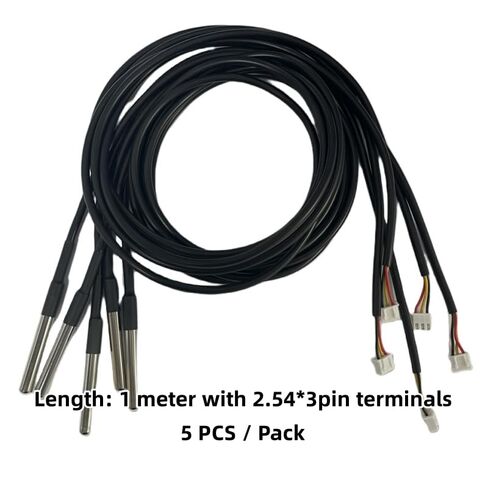 5pcs Waterproof DS18B20 Digital Temperature Sensor is 1 Meter Long with XH2.54 * 3pin Terminals in Kuwait