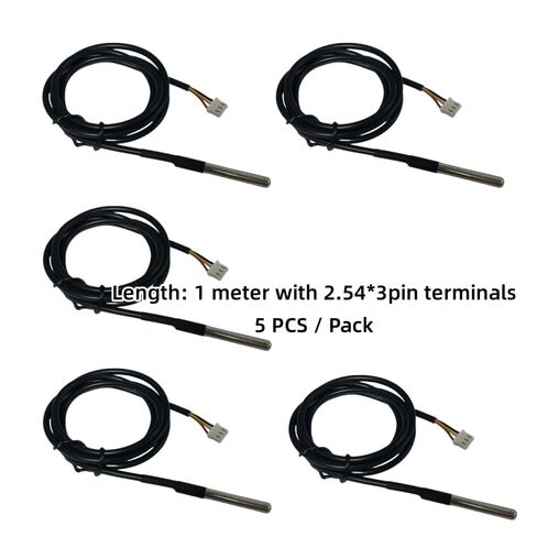 5pcs Waterproof DS18B20 Digital Temperature Sensor is 1 Meter Long with XH2.54 * 3pin Terminals in Kuwait