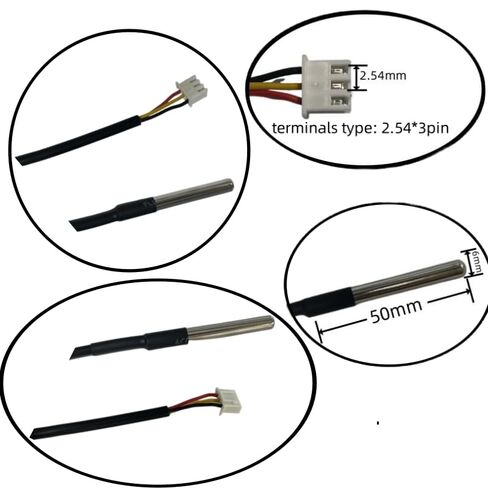 5pcs Waterproof DS18B20 Digital Temperature Sensor is 1 Meter Long with XH2.54 * 3pin Terminals in Kuwait