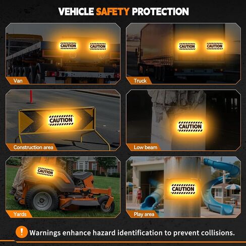PHIXBEAR 2Pack Reflective Stickers, High-Visibility Caution Labels for Trucks, Vans, Forklifts, Trailers, Warehouse Equipment, Parking Lots & Yards (Black/Yellow) in Kuwait