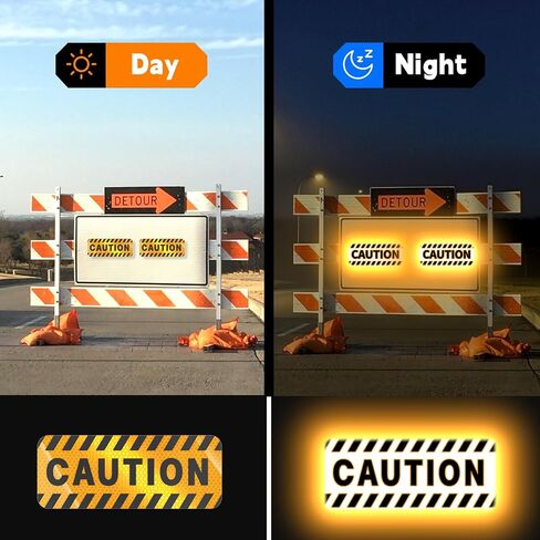PHIXBEAR 2Pack Reflective Stickers, High-Visibility Caution Labels for Trucks, Vans, Forklifts, Trailers, Warehouse Equipment, Parking Lots & Yards (Black/Yellow) in Kuwait