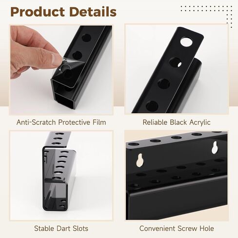 2 PCS Black Acrylic Dart Holders, Wall Mounted Dart Rack for 6 Each, Wall Darts Storage and Display Shelf with Screws & Dual-Sided Adhesive Pads for Steel Tip and Soft Tip Darts in Kuwait