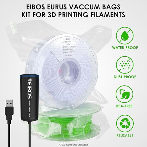 【EIBOS Official】 أكياس فراغ خيوط الطابعة ثلاثية الأبعاد لليورو، وأكياس تخزين مختومة، وأكياس فراغ لخيوط الطابعة ثلاثية الأبعاد، والحفاظ على تجفيف البكرات وتنظيفها (10 أكياس فقط) in Kuwait