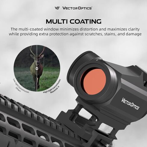 Vector Optics 1x22 Red Dot Scope، جهاز رؤية منعكس مدمج، فصل سريع، 3 MOA Dot Size مع حامل Picatinny مرتفع، ارتفاع مركزي 1.5 بوصة، SCRD-12II in Kuwait