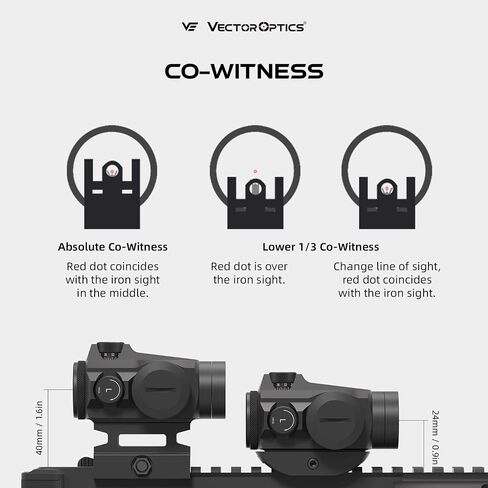 Vector Optics 1x22 Red Dot Scope، جهاز رؤية منعكس مدمج، فصل سريع، 3 MOA Dot Size مع حامل Picatinny مرتفع، ارتفاع مركزي 1.5 بوصة، SCRD-12II in Kuwait