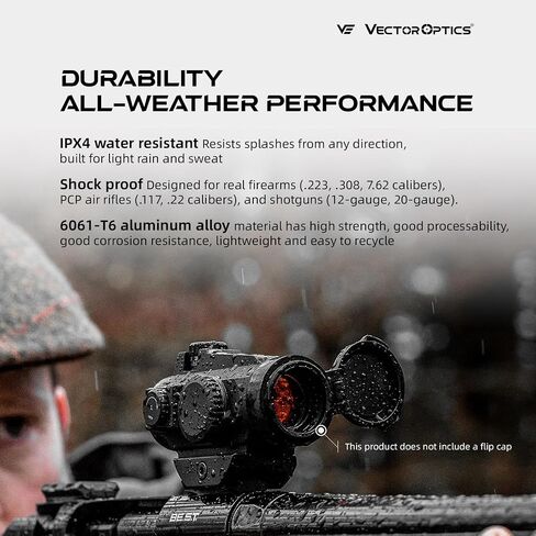 Vector Optics 1x22 Red Dot Scope، جهاز رؤية منعكس مدمج، فصل سريع، 3 MOA Dot Size مع حامل Picatinny مرتفع، ارتفاع مركزي 1.5 بوصة، SCRD-12II in Kuwait