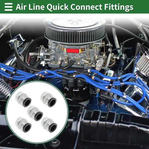 Push to Connect Air Fittings 5/8" Male Thread Air Line Quick Connector Plastic Nickel-plated Copper 3/4"NPT 5 Pcs Black Silver Tone in Kuwait