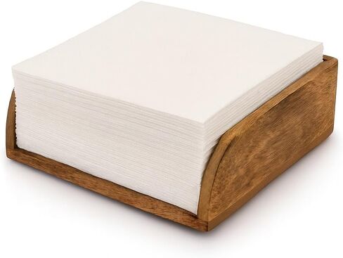 Wood Napkin Holder, Brown Acacia Wood, Standard Size Kitchen Tissue Organizer with Natural Style, Wipe Clean nterior Size ((7.5"x 7.5"x 2.75")) in Kuwait