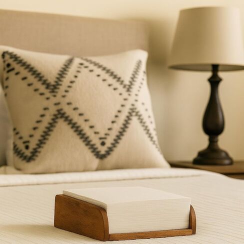 Wood Napkin Holder, Brown Acacia Wood, Standard Size Kitchen Tissue Organizer with Natural Style, Wipe Clean nterior Size ((7.5"x 7.5"x 2.75")) in Kuwait