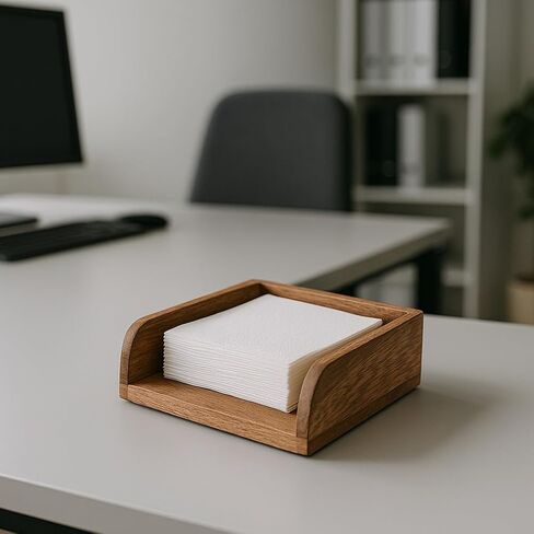 Wood Napkin Holder, Brown Acacia Wood, Standard Size Kitchen Tissue Organizer with Natural Style, Wipe Clean nterior Size ((7.5"x 7.5"x 2.75")) in Kuwait