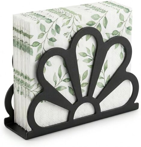 Black Metal Floral Napkin Dispenser, Farmhouse Standing Paper Dispenser, Classic Standing Paper Napkin Holder for Kitchen Dining Tables & Countertops, Restaurant Cocktail in Kuwait