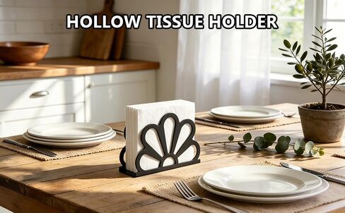 Black Metal Floral Napkin Dispenser, Farmhouse Standing Paper Dispenser, Classic Standing Paper Napkin Holder for Kitchen Dining Tables & Countertops, Restaurant Cocktail in Kuwait