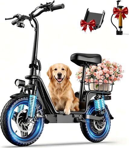 Electric Scooter with Seat for Adults,1600W Peak Power, 42 Mile Long Range, 20MPH, 14" Tires,Off-Road Foldable Commuter E-Scooter with Basket for Pets Dogs and Items, 330lbs Max Load.UL 2272 in Kuwait