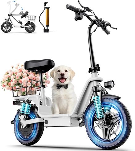 Electric Scooter with Seat for Adults,1600W Peak Power, 42 Mile Long Range, 20MPH, 14" Tires,Off-Road Foldable Commuter E-Scooter with Basket for Pets Dogs and Items, 330lbs Max Load.UL 2272 in Kuwait