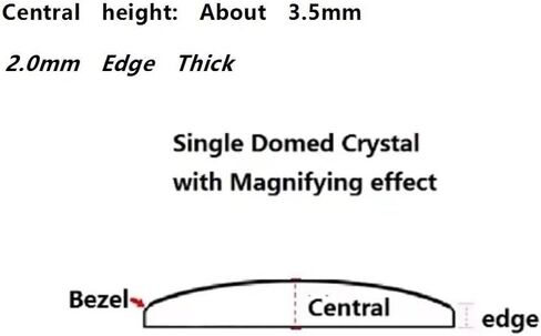 Single Domed Crystal with Magnifying Effect Central Height 3.5mm, 2.0mm Edge Thick Round Watch Glass 1pc(27.5mm) in Kuwait