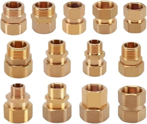 10 قطعة 1/8 "1/4" 3/8 "1/2" ذكر إلى أنثى موضوع جلبة سداسية موصلات الأنابيب النحاسية محول مقرنة نحاسية تركيب ملولب (M01-F03) in Kuwait
