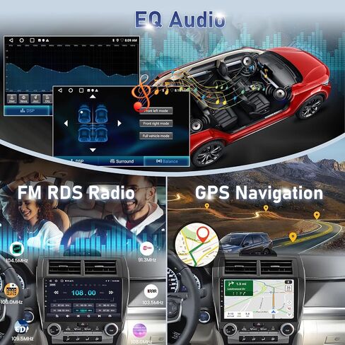 [4G+64G] راديو سيارة لسيارة Toyota Camry 2012 2013 2014 مع Carplay لاسلكي/Android Auto، شاشة لمس Volxcereo 10 بوصة تدعم نظام تحديد المواقع العالمي، بلوتوث، SWC، صوت EQ DSP in Kuwait