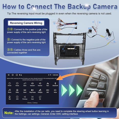 [4G+64G] راديو سيارة لسيارة Toyota Camry 2012 2013 2014 مع Carplay لاسلكي/Android Auto، شاشة لمس Volxcereo 10 بوصة تدعم نظام تحديد المواقع العالمي، بلوتوث، SWC، صوت EQ DSP in Kuwait