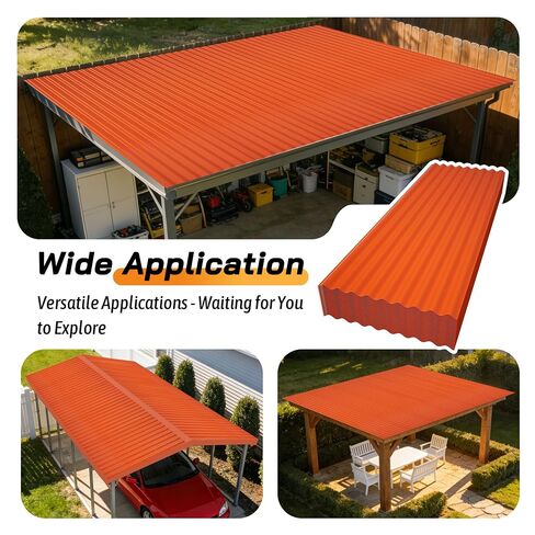 Placstic Roof Panels 25 pcs L60.2×W22.24 inch, Placstic Corrugated Roofing Panels Gazebo Top Cover Waterproof Sunproof for Patio Outdoor Garden (Orange) in Kuwait