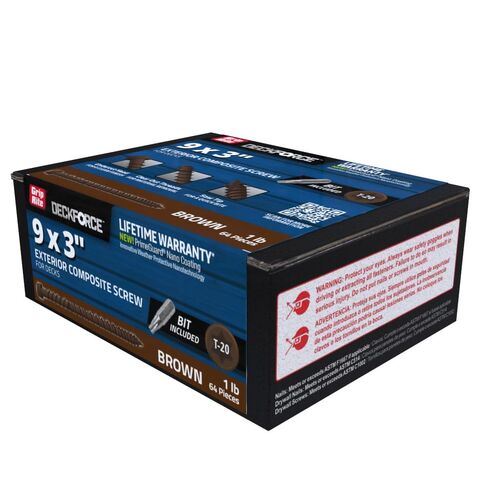 براغي سطح مركب خارجي من Grip-Rite DeckForce لمشاريع PVC والأسطح المركبة - براغي مطلية بالنانو - طرف منشار T-17 - بني - صندوق #9 × 3-1 رطل - GRDFCS3ACA1 in Kuwait