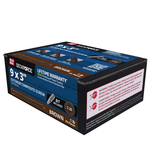 براغي سطح مركب خارجي من Grip-Rite DeckForce لمشاريع PVC والأسطح المركبة - براغي مطلية بالنانو - طرف منشار T-17 - بني - صندوق #9 × 3-1 رطل - GRDFCS3ACA1 in Kuwait