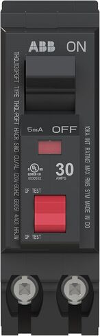 ABB Q-Line® THQL1130PGFT قاطع دائرة الأعطال الأرضية • قاطع أحادي القطب 30 أمبير • حماية GFCI • 120/240 فولت تيار متردد • تصنيف مقاطعة 10 kAIC • قاطع محايد قابل للتوصيل لمراكز التحميل in Kuwait