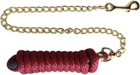Schneiders Nylon Lead Rope with Brass Plated Chain | Durable & Rot-Resistant | 30 Brass-Plated Chain for Added Control | 8 Feet | Color Burgundy in Kuwait