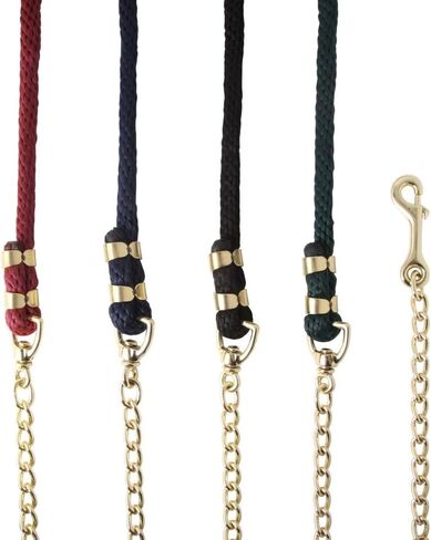 Schneiders Nylon Lead Rope with Brass Plated Chain | Durable & Rot-Resistant | 30 Brass-Plated Chain for Added Control | 8 Feet | Color Burgundy in Kuwait