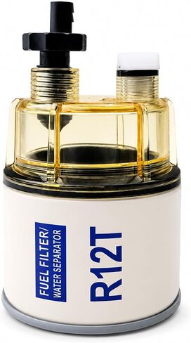 R12T Fuel Filter Water Separator with Clear Nylon Collection Bowl, 3/8 Inch NPT Spin-on Assembly, Replaces S3240, 120AT, 18-7947, 18-7987, NPT ZG1/4-19 in Kuwait