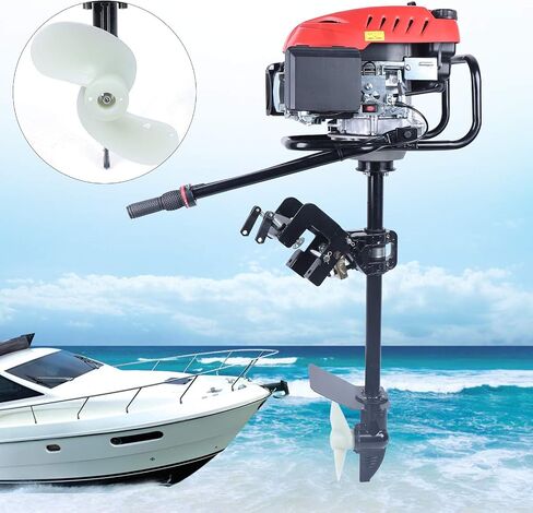 4 Stroke 6HP Outboard Motor, 170 CC Fishing Boat Motor Engine with Air Cooling Single Cylinder Heavy Duty Boat Engine Marine Engines with TAS Ignition System, 3600 r/min,3.2KW in Saudi Arabia