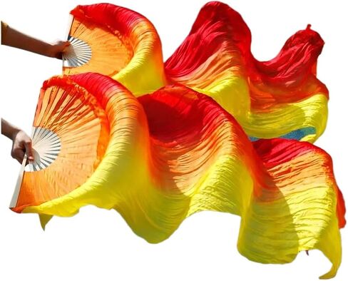 Silk Belly Dance Fan Dance Rayon Silk Real Silk Veils 1pc Left Hand+1pc Right Hand White Color in Kuwait