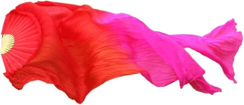 Silk Belly Dance Fan Dance Rayon Silk Real Silk Veils 1pc Left Hand+1pc Right Hand White Color in Kuwait