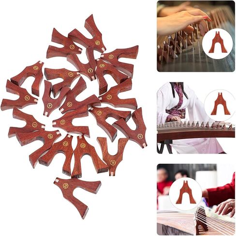 Kisangel 21 قطعة جسور Guzheng مجموعة خشب الورد الطبيعي أجزاء الآلات الموسيقية خشبية Guzheng سلسلة أعمدة وإصلاح بني فاتح in Kuwait