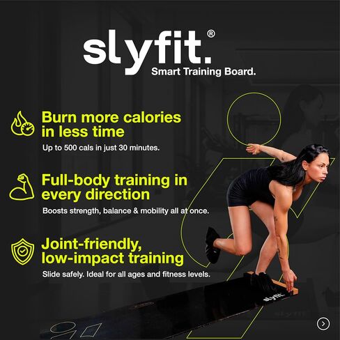 Slyfit Slide Board – Revolutionize Your Workouts: Slide Exercise at Home with Booties for Fitness, for Multi-Sport Training, Core Strength, Flexibility – Low-Impact Durable Home Gym Equipment for Balance and Agility in Kuwait