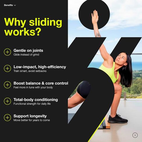 Slyfit Slide Board – Revolutionize Your Workouts: Slide Exercise at Home with Booties for Fitness, for Multi-Sport Training, Core Strength, Flexibility – Low-Impact Durable Home Gym Equipment for Balance and Agility in Kuwait