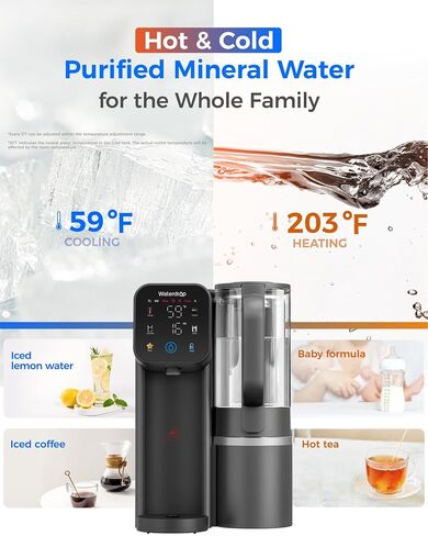 Waterdrop M6CG Cold and Hot Reverse Osmosis System Countertop Water Filter, 8-Stage Mineralization, NSF/ANSI 58 & 372 Certified, 3:1 Pure to Drain Ratio, 9 Temperature Options, Glass Pitcher, BPA-Free in Saudi Arabia