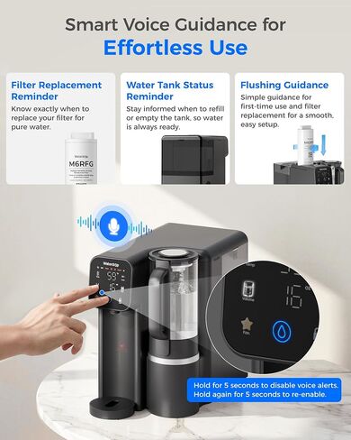 Waterdrop M6CG Cold and Hot Reverse Osmosis System Countertop Water Filter, 8-Stage Mineralization, NSF/ANSI 58 & 372 Certified, 3:1 Pure to Drain Ratio, 9 Temperature Options, Glass Pitcher, BPA-Free in Saudi Arabia