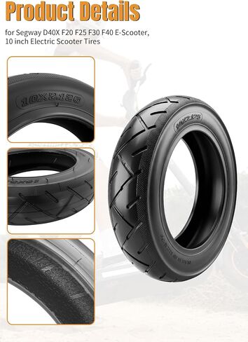 10x2.125/10X2 Inch Electric Scooter Solid Tire, 50/75-6.1 Replacement Tubeless Rubber Wheels for F20/F25/F30/F40/F65/D18W/D28U/D38U Gotrax G4/XR/V2 Hiboy S2 Pro in Saudi Arabia